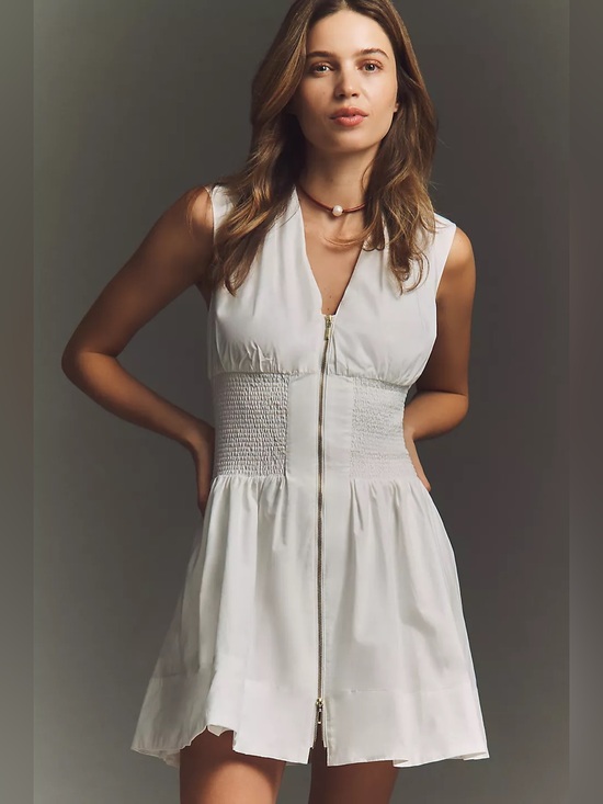 Anthropologie Dresses & Skirts - Anthropologie Tommie Zipper Front Mini Shirtdress White Size XL